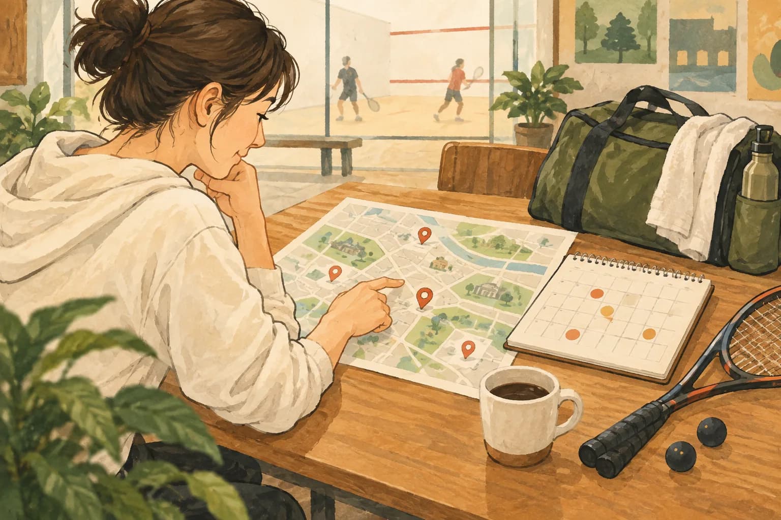 スカッシュのコラム一覧:予定や場所が決まっている方へを表すイラスト