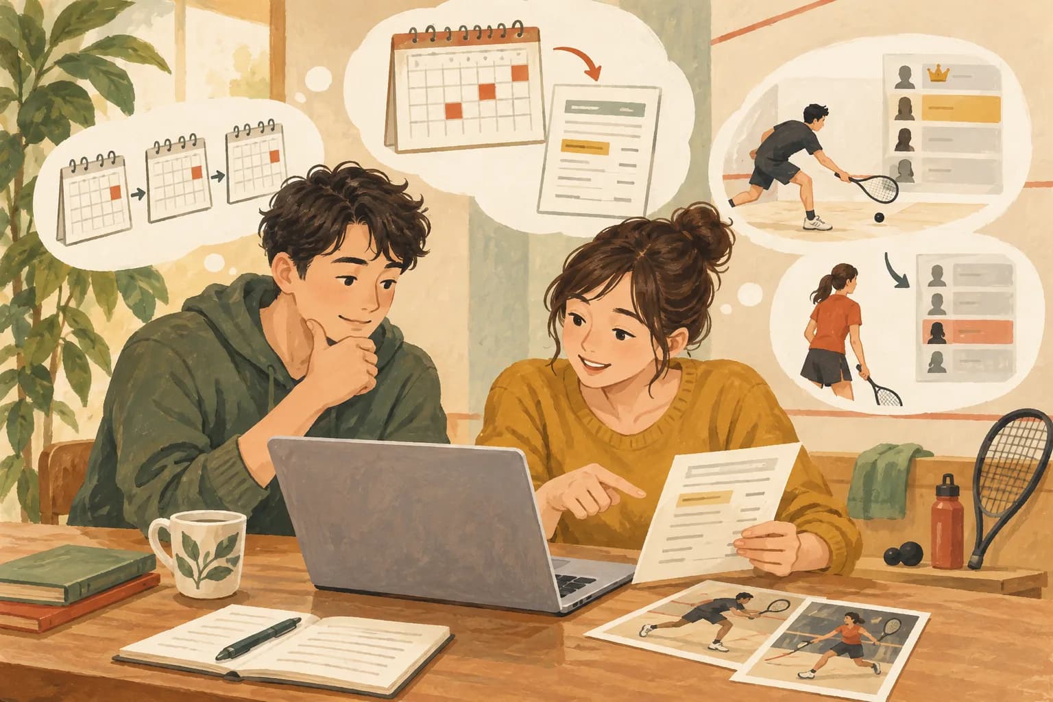 スカッシュランキングの見方:基準日を確認してから順位を読むを表すイラスト
