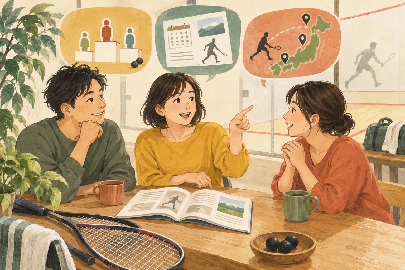 スカッシュランキングの見方:次に進むを表すイラスト