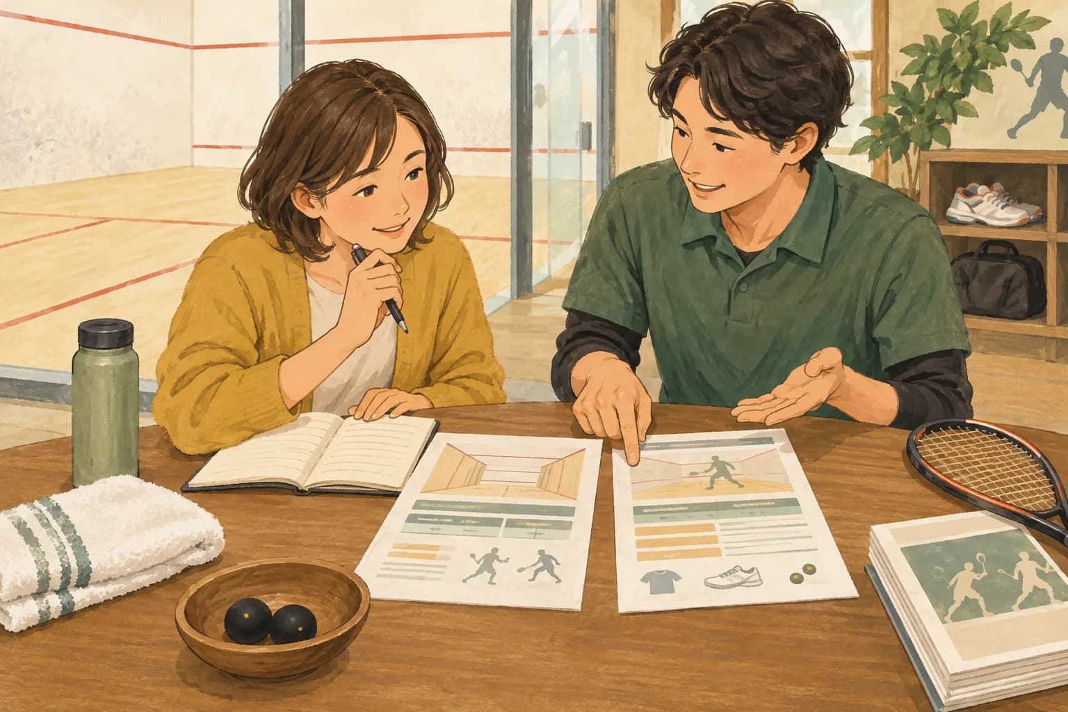 スカッシュの料金はいくら?体験・コート利用・スクールの費用:出典・確認先を表すイラスト