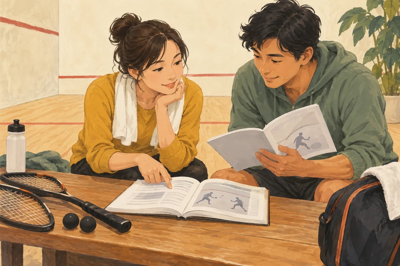 スカッシュの試合ルールとスコアの読み方:出典・確認先を表すイラスト